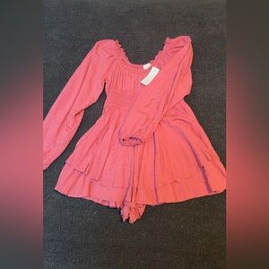 Pink Long Sleeve Romper